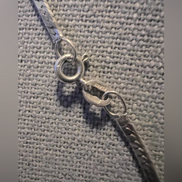 Italy .925 Herringbone Sterling Silver Chain Necklace - Picture 6 of 7